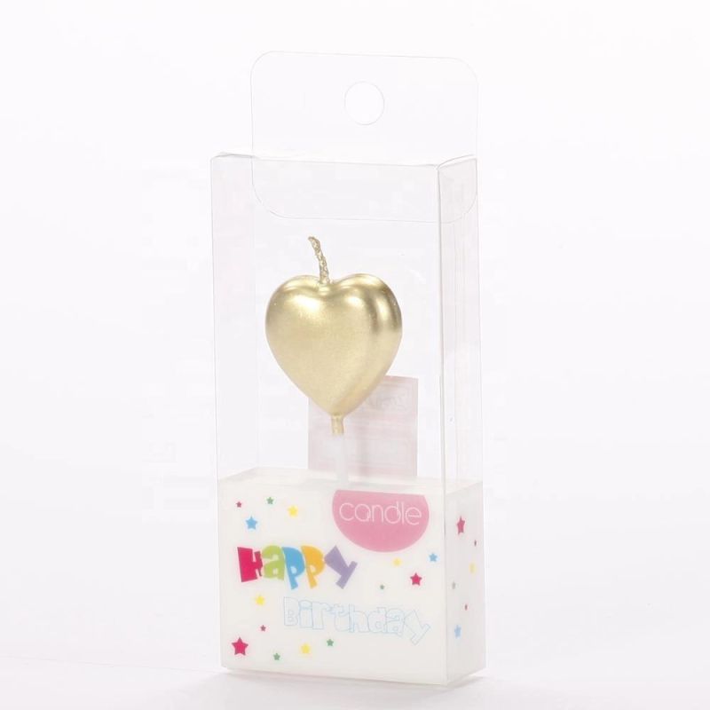 Metallic Color Heart Shape Birthday Cake Topper Candles for Parties