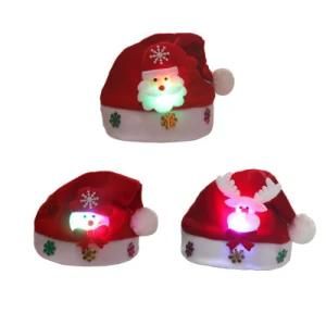 Factory Direct LED Christmas Beanie Adult Cartoon Gift Christmas Cap Christmas Child Santa Hat