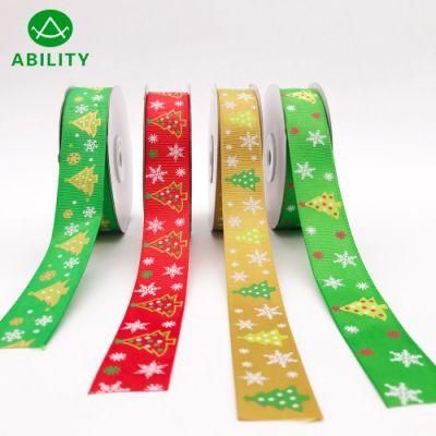 Custom Printing Christmas Polyester Ribbon Grosgrain Ribbon