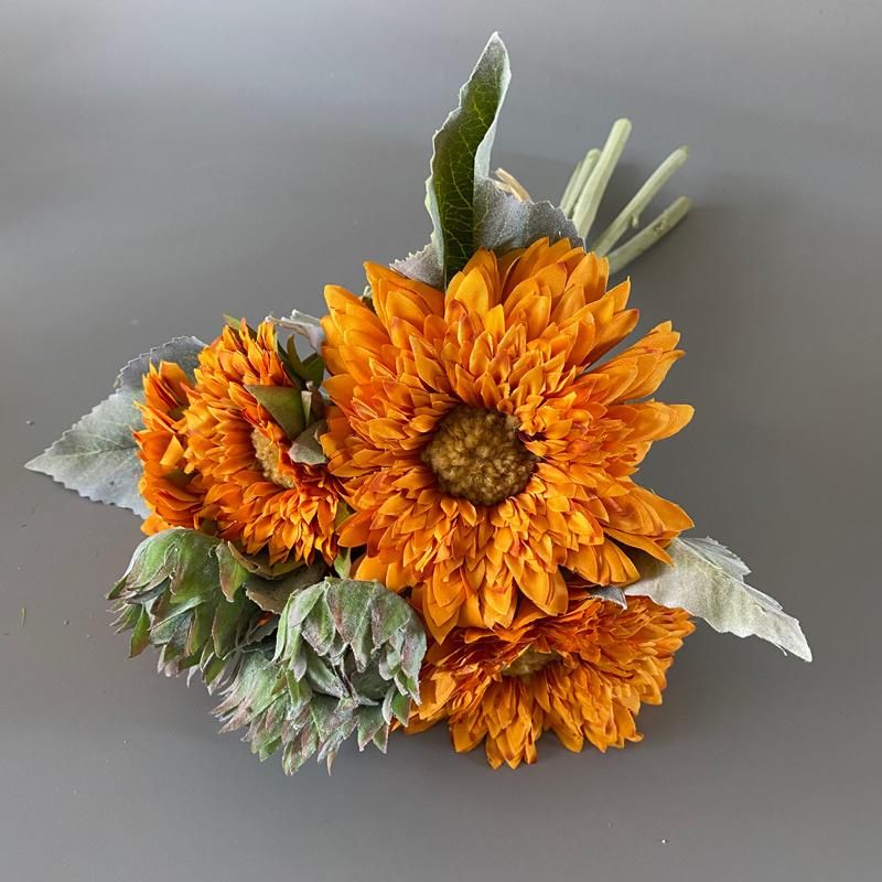 Amazon Hot Sale Sunflower Bouquet Artificial Sunflower Vine for Wedding Party Decoration