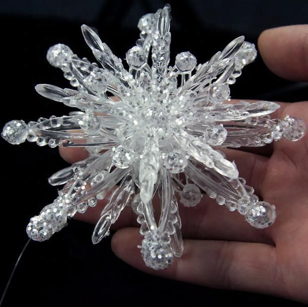 3D Acrylic Clear Ornament Hanging Snowflake Christmas Crystal Decorations