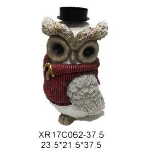 Resin Craft Christmas Gift Polyresin Owl with Candle Holder