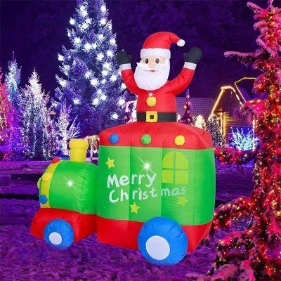 Merry Christmas Festival Event Outdoor Decor Inflatable Santa Train