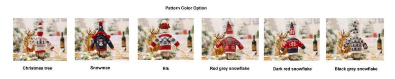 Hot Sale Christmas Decoration Knit Red Wine Bottle Cover Decoration