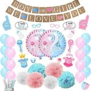 Blue Pink Balloons Banner Gender Reveal Party Supplies Photo Props