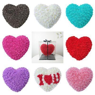 Roses Artificial Flower Heart Wall Wedding Decoration Rose Flower Valentine&prime;s Day Gift Foam Flowers