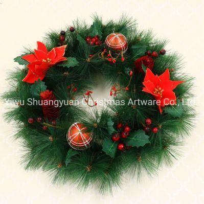 Christmas Wreath Artificial Red Berries Garland Hanging Front Door Wall