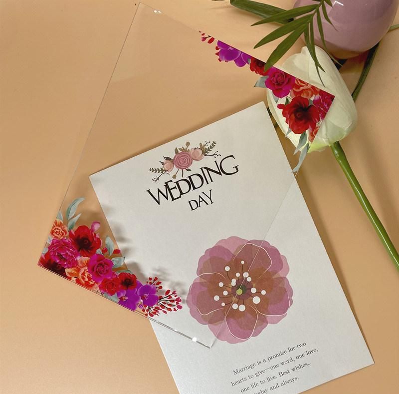 Custom Elegant Design Acrylic Printing Menu Save The Date Wedding Invitations Cards