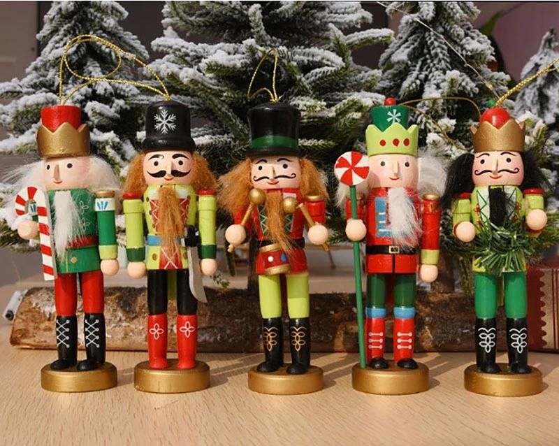 New Funny Wooden Nutcracker Ornament 5-Piece Box Set, 5-Inch