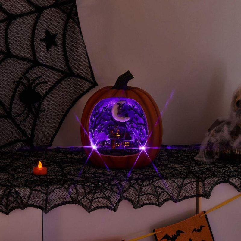 2FT 24LED Black Spooky Tree Glittered with Purple Lights and Bat Decorations Battery Powered Tabletop Bonsai Tree Decoration for Halloween and Indoor