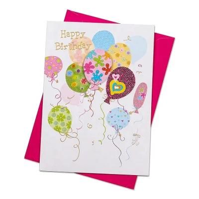 Birthday Cake Model Greeting Card with Balloons Inside First 1st Birthday Party Invitation Card