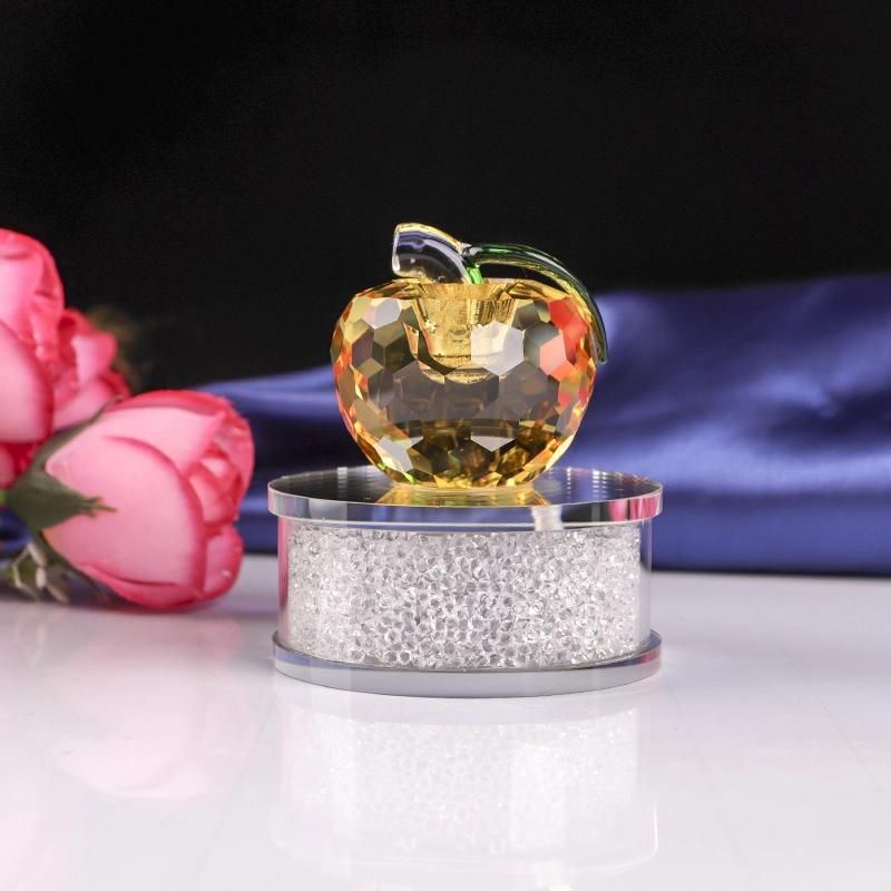 Unique Crystal Apple with Crystal Base for Wedding Gift