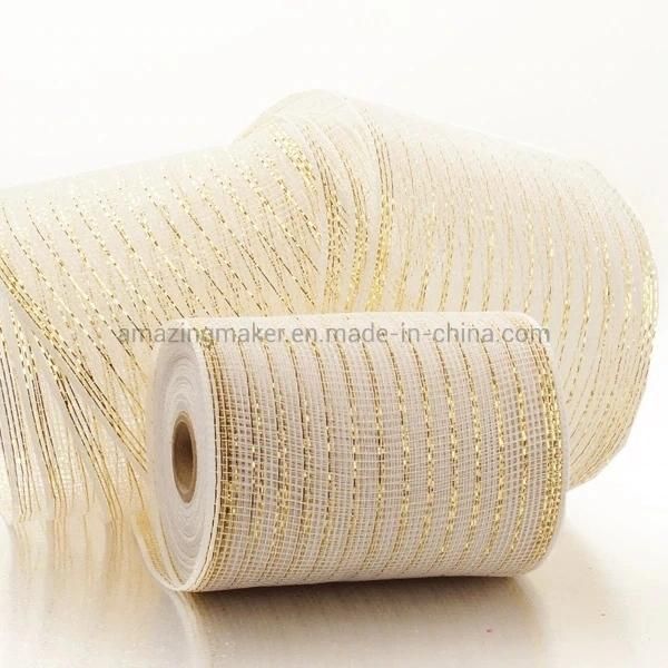 Metallic Thread 6′′ Deco Mesh Ribbons for Gift Packaging