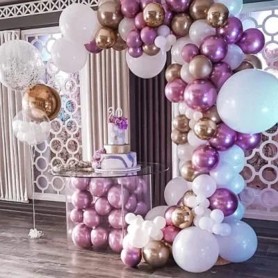 Event Christmas Wedding and Baby Shower Party Sweet 16 Birthday Party Popular White Gold Metallic Purple Sets Balloon Arch Garland Kit