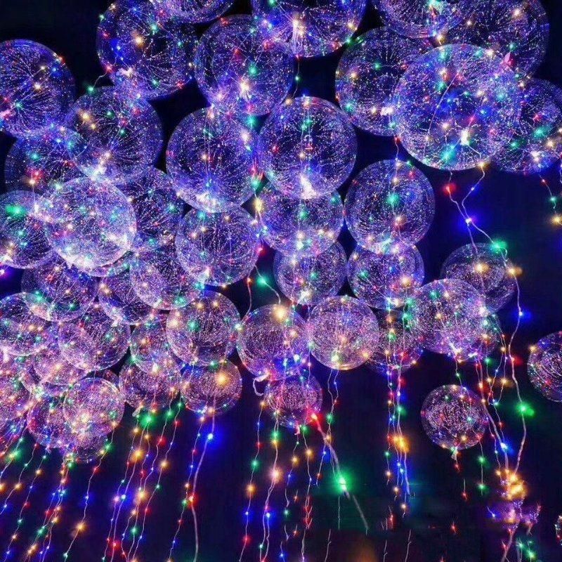 Luminous LED Balloon Transparent Round Bubble Decoration Party Wedding