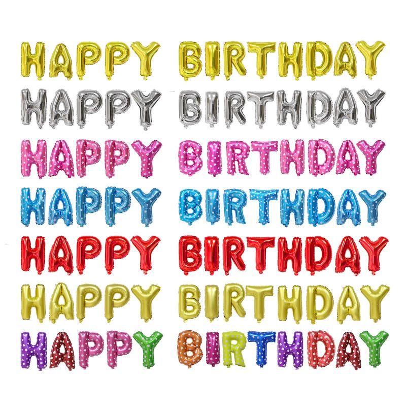 16 Inch "Happy Birthday" Letters Foil Helium Alphabet Party Balloons Banner Set