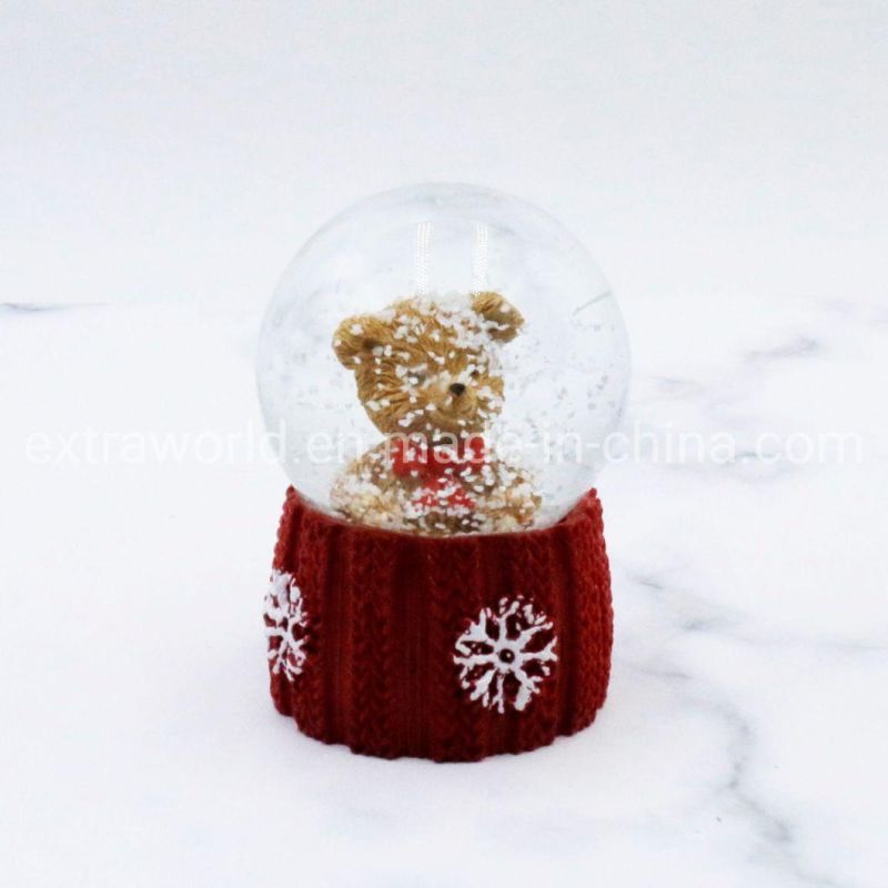 Creative Polyresin Bear Snow Global Christmas Gift Snowdome Home Decor