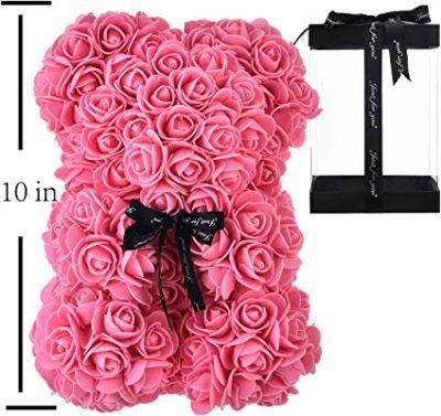 Wholesale Valentine&prime;s Day Teddy Bear Handmade Soap Flower Blue Purple Bear Forever Eternal Rose Bear