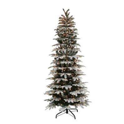 Quality 6-FT Pre-Lit Slim Flocked Artificial Pencil Christmas Tree