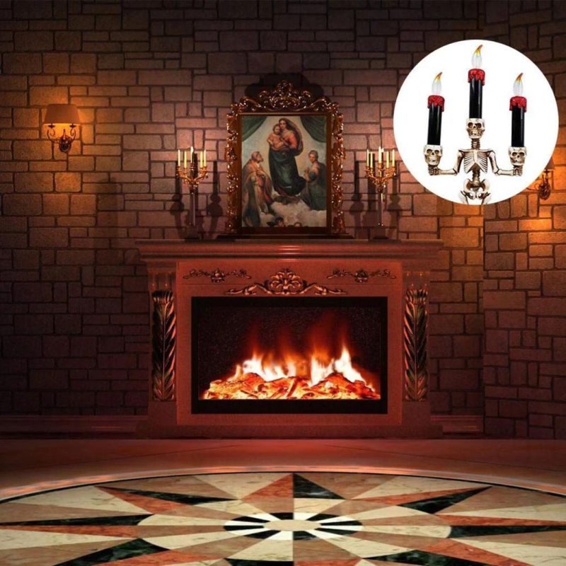 LED Skull Candelabra Prop Electric Candles