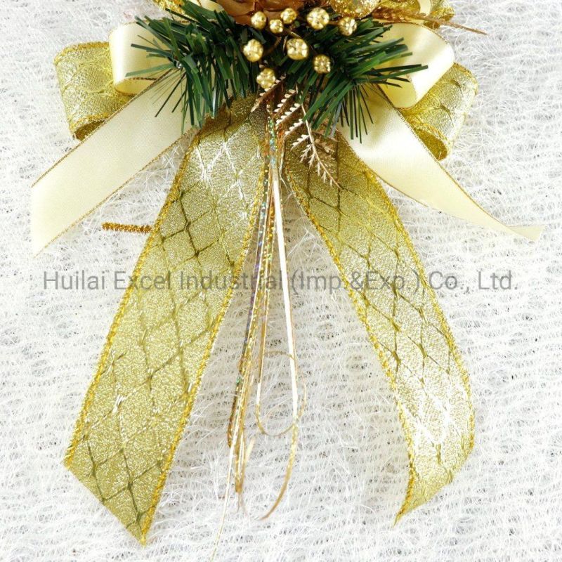 Golden Ribbon Bowknot Basket Window Decor Christmas Bow-Tie Large Bowknot