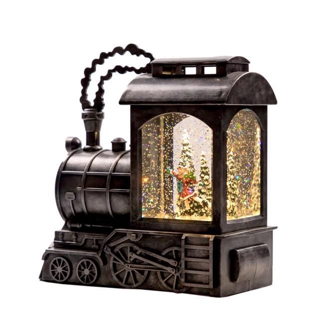 New Design Decorative Music Lantern Water Globe Resin Christmas Train Decoration