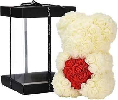 40 Cm Artificial Flower Rose Bear PE Foam Flower Bear Teddy Bear Christmas Valentine&prime;s Day Gift Wholesale with Gift Box