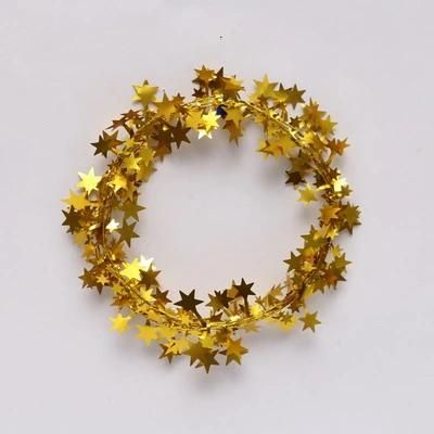 Lovely Design Christams Tree Decorative Green 2.7m Matte Tinsel with Stars