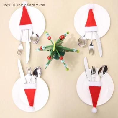Christmas Decorative Tableware Knife Fork Set Christmas Hat Christmas Decorations for Home