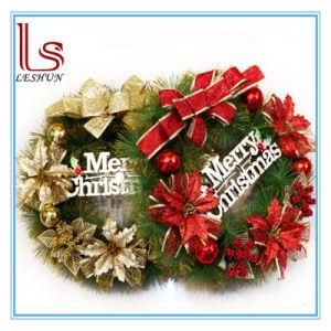 Christmas Decorations 40 Cm Golden and Red Christmas Tree Wreath Door Hang Garland