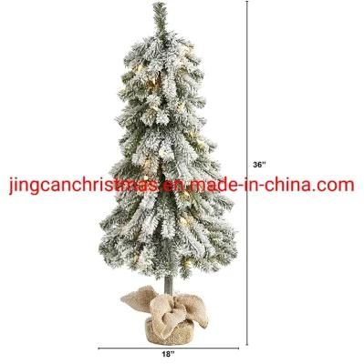 Dec. Metu PVC Flocked Christmas Tree with Wooden Base