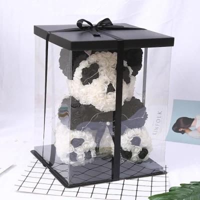2021 Handmade 40cm Panda Rose Artificial Soap Roses Teddi Bear Eternal Rose Flower Christmas Valentine Gift Girl Friend