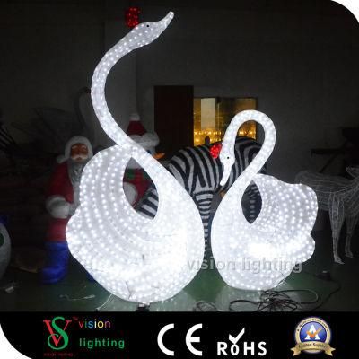 Metal Frame 3D Sculpture Acrylic LED Swan
