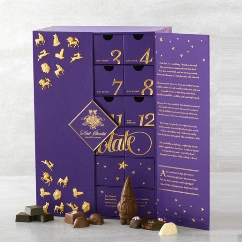 Custom Design Printed Christmas Advent Calendar Package Box