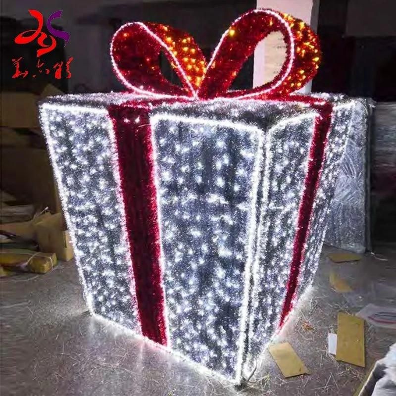 Merry Christmas Holiday Lights 3D Structure Gift Box Motif Lighting