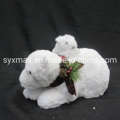 28X15X16cm White Foam Bear Mother and Baby