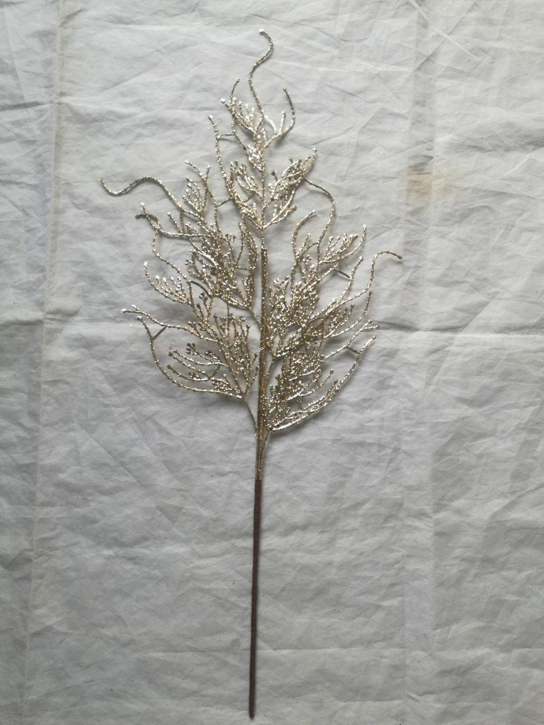 Christmas Tree Twig; Glitter Flower Plastic Twig Pick with Flowers