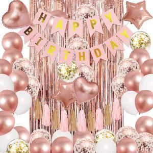 Rose Gold Birthday Balloon 2 Meters Rain Silk Curtain Birthday Banner