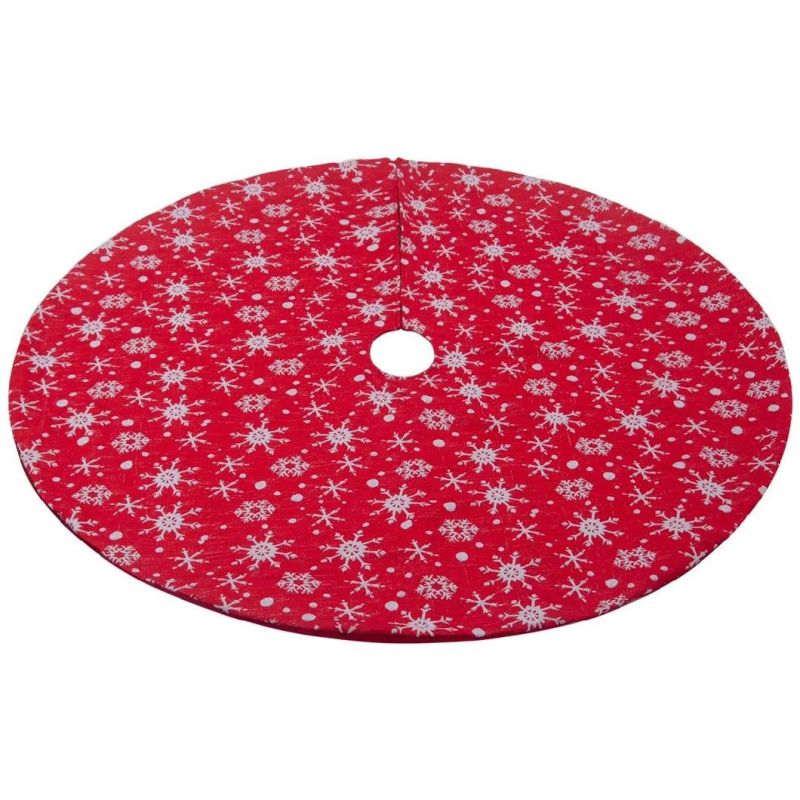 Christmas Decoration Gift 120cm Red Background White Snowflake Tree Skirt Christmas Tree Dress Props Christmas Tree Apron