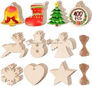 DIY Laser Cut Unfinished Wooden Ornaments Heart for Christmas Gift Decoration