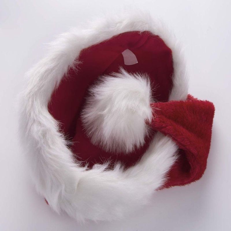 Merry Christmas Plush Red Hat Custom Unisex Winter Beanie Red Soft Flannelette Santa Claus for Adult