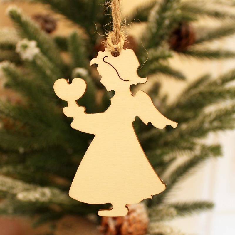 10 Pieces Wooden Christmas Ornaments Xmas Tree Hanging Tags Unfinished Wood Slices Ornaments, DIY Crafts Christmas Ornaments Set