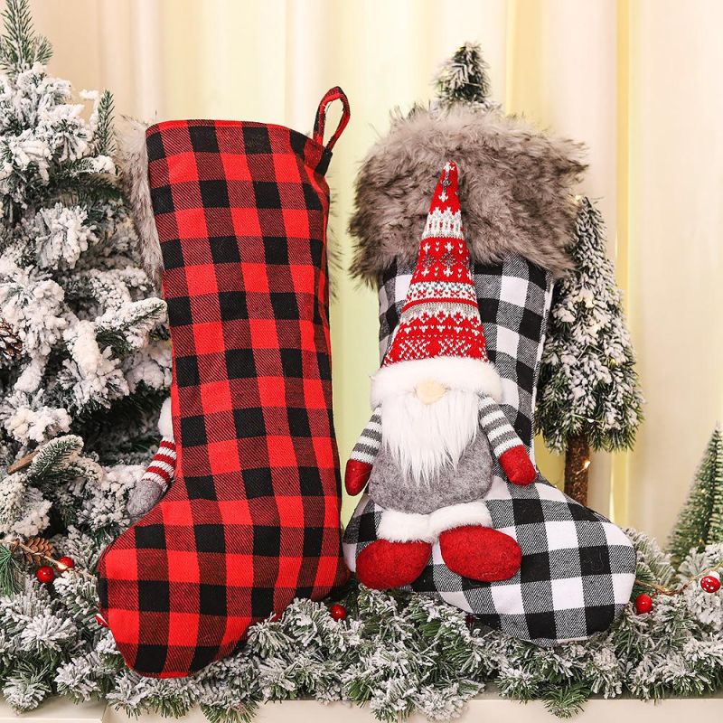 Christmas Decorations Three-Dimensional Figures Checkered Christmas Stockings Christmas Tree Pendants Gifts Gifts Candy Bags Pendants