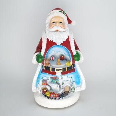 Custom Polyresin Moveable Standing Santa Claus Christmas Decoration with Music