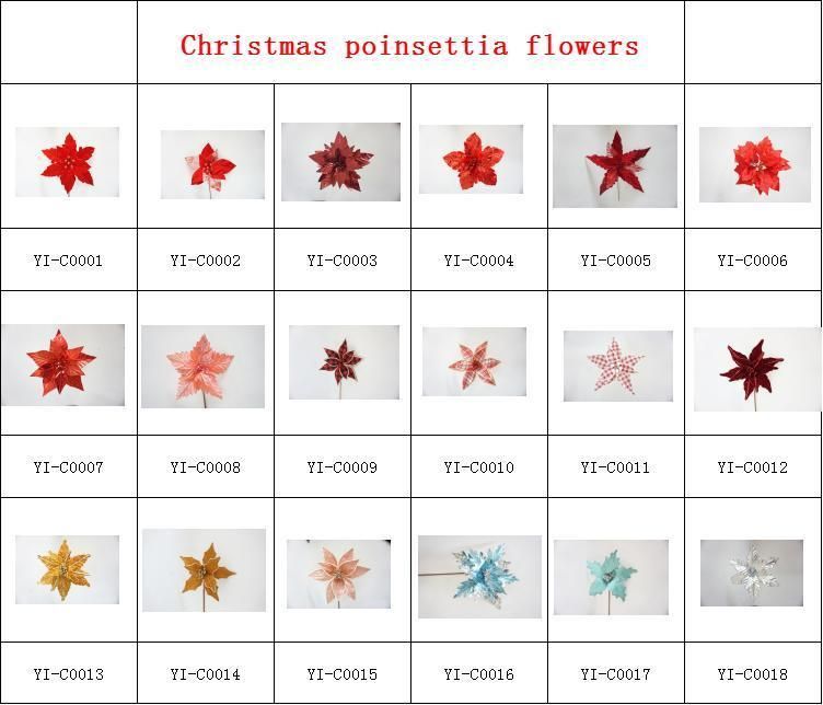 2022 New Velvet Material Christmas Poinsettia Flowers Artificial Floral