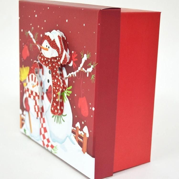 Best Selling Products Christmas Candy Gift Box Christmas Pattern Printing Red Paper Box