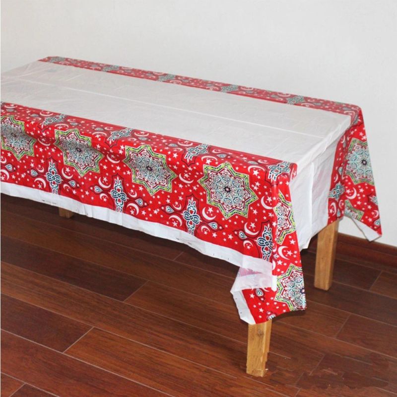 Disposable Plastic Table Cloths Eid Mubarak Ramadan Table Cover Waterproof Tablecloth Islamism Decorations