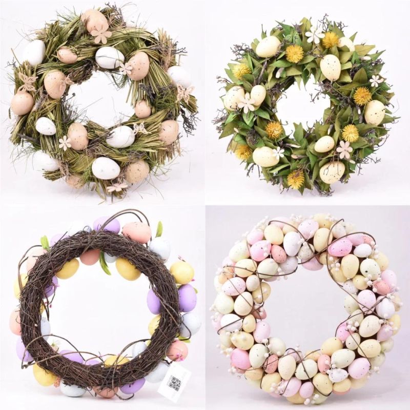 Factory Suppliers Spring Home Rattan Wreath Indoor Easter Egg Wreath