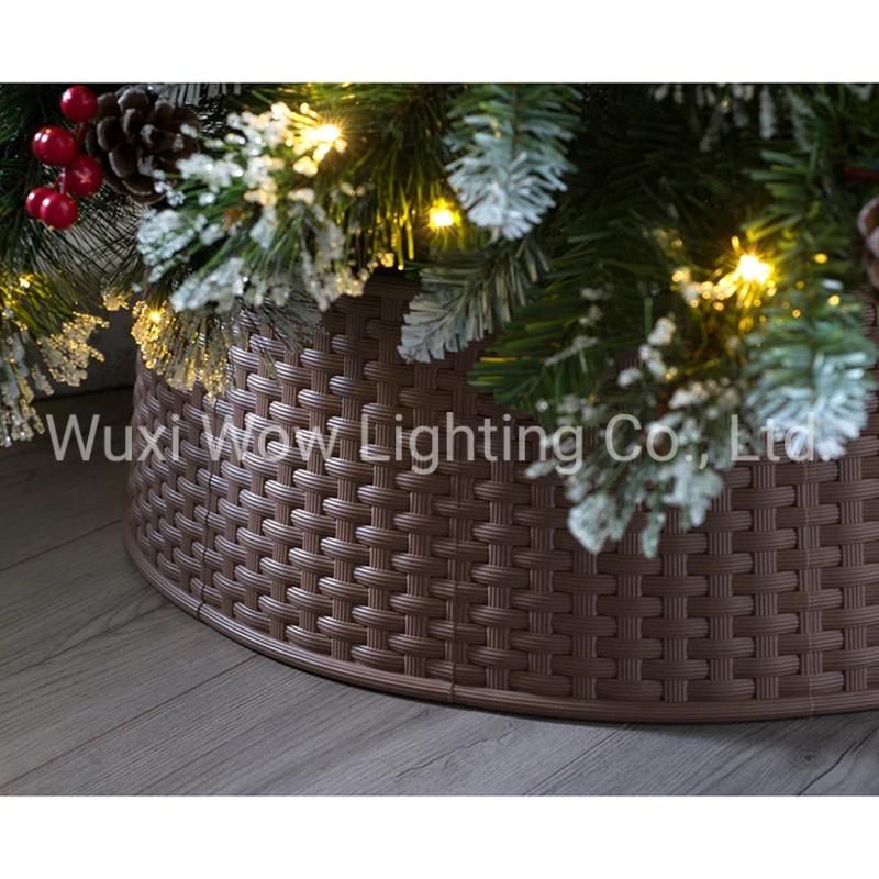 Large Rattan Effect Christmas Tree Collar, Brown, 65 Cm