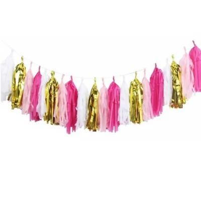 Hanging Happy Birthday Decorations Blue Tissue Paper Paper Tassel Garland